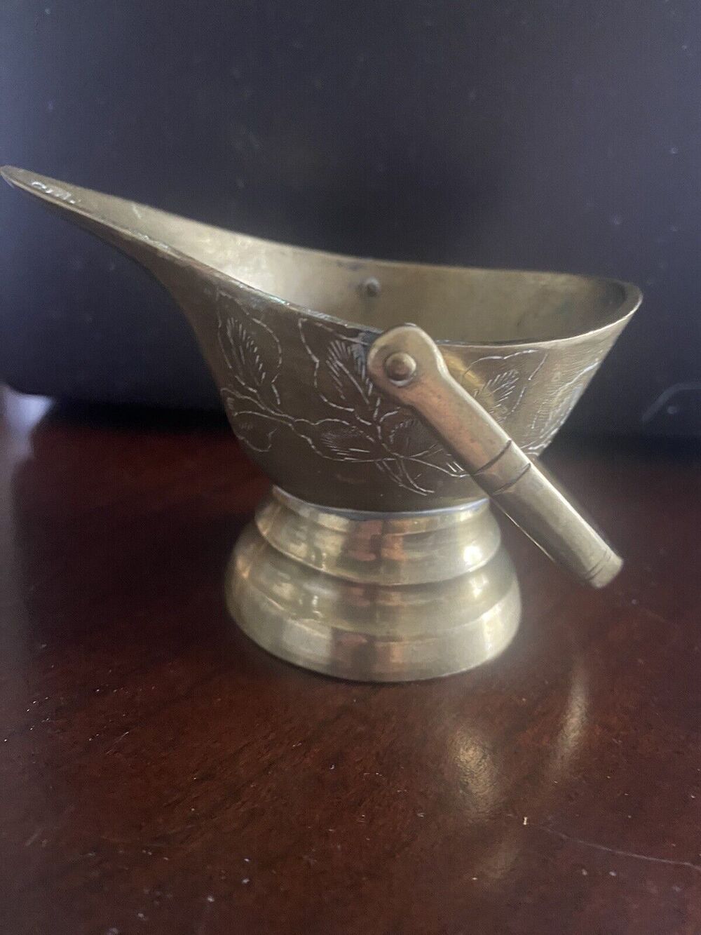 Vintage Brass Mini Coal Scuttle Bucket Pitcher Rustic Home Decor 3.5X2X2”